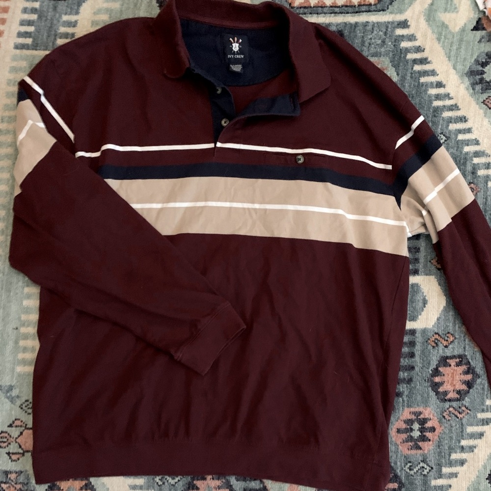 mens ivy crew long sleeve polo
